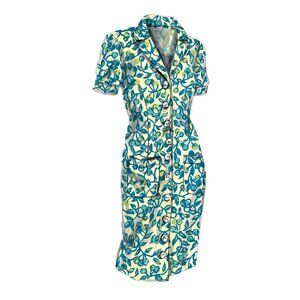 Womens Size Small J. Peterman Cherry Fruit Button-Down Shift Dress with Pockets